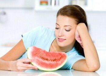 A girl follows a watermelon diet to deal with excess weight. 